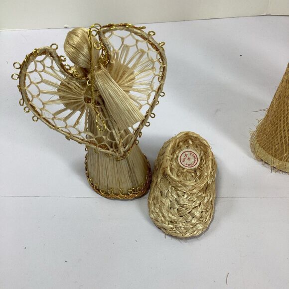 Christmas Nativity Set Handmade Raffia Straw 10 Pc Set Philippines Handcrafted - Picture 7 of 9
